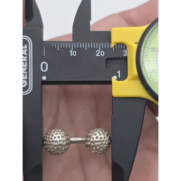 VINTAGE HERMES STERLING SILVER 925 SINGLE GOLF BALL CUFFLINKS - Picture 9 of 13